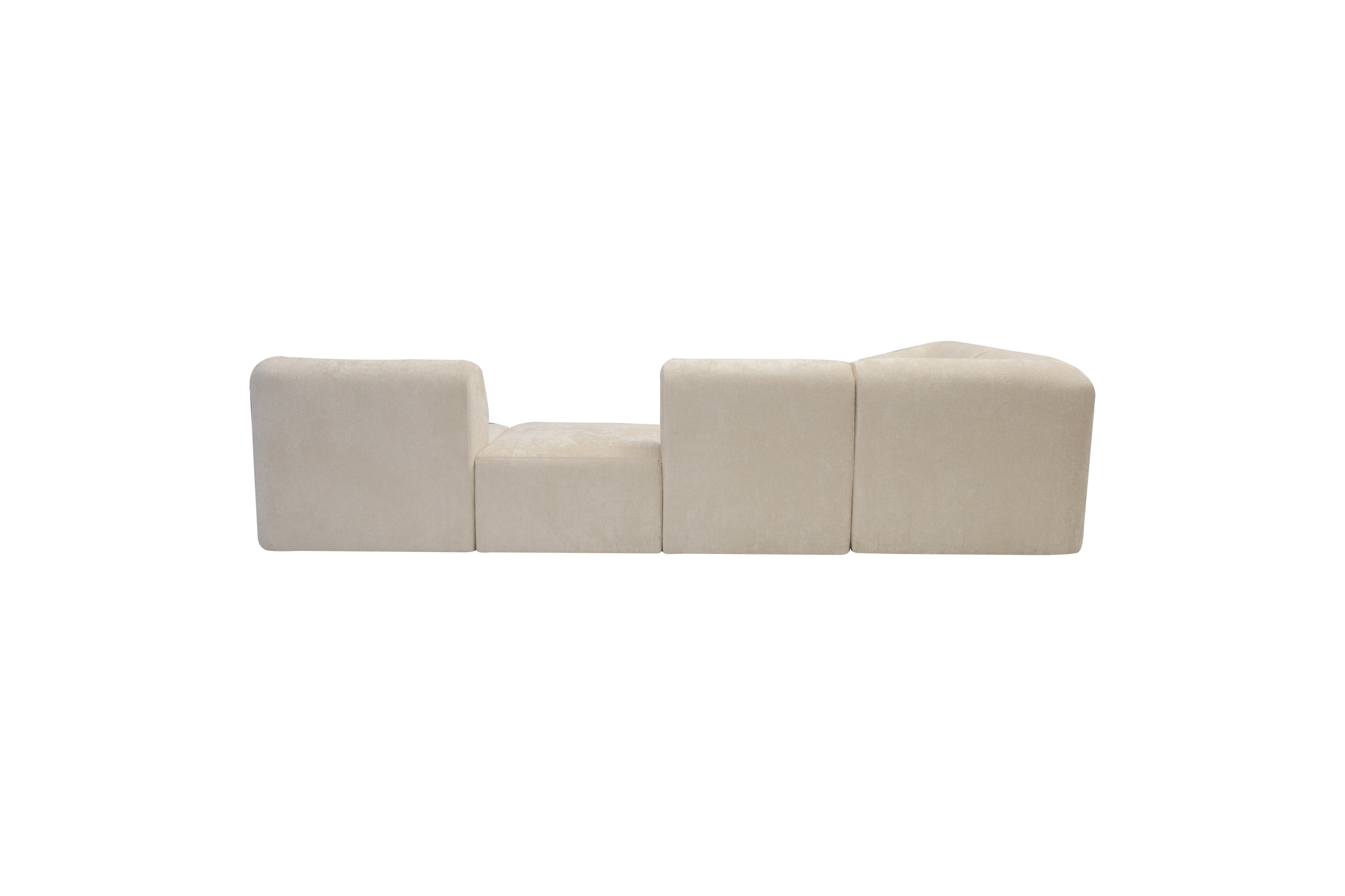 Elon – Canapé Modulable 4 Places avec Accoudoirs et Pouf Central