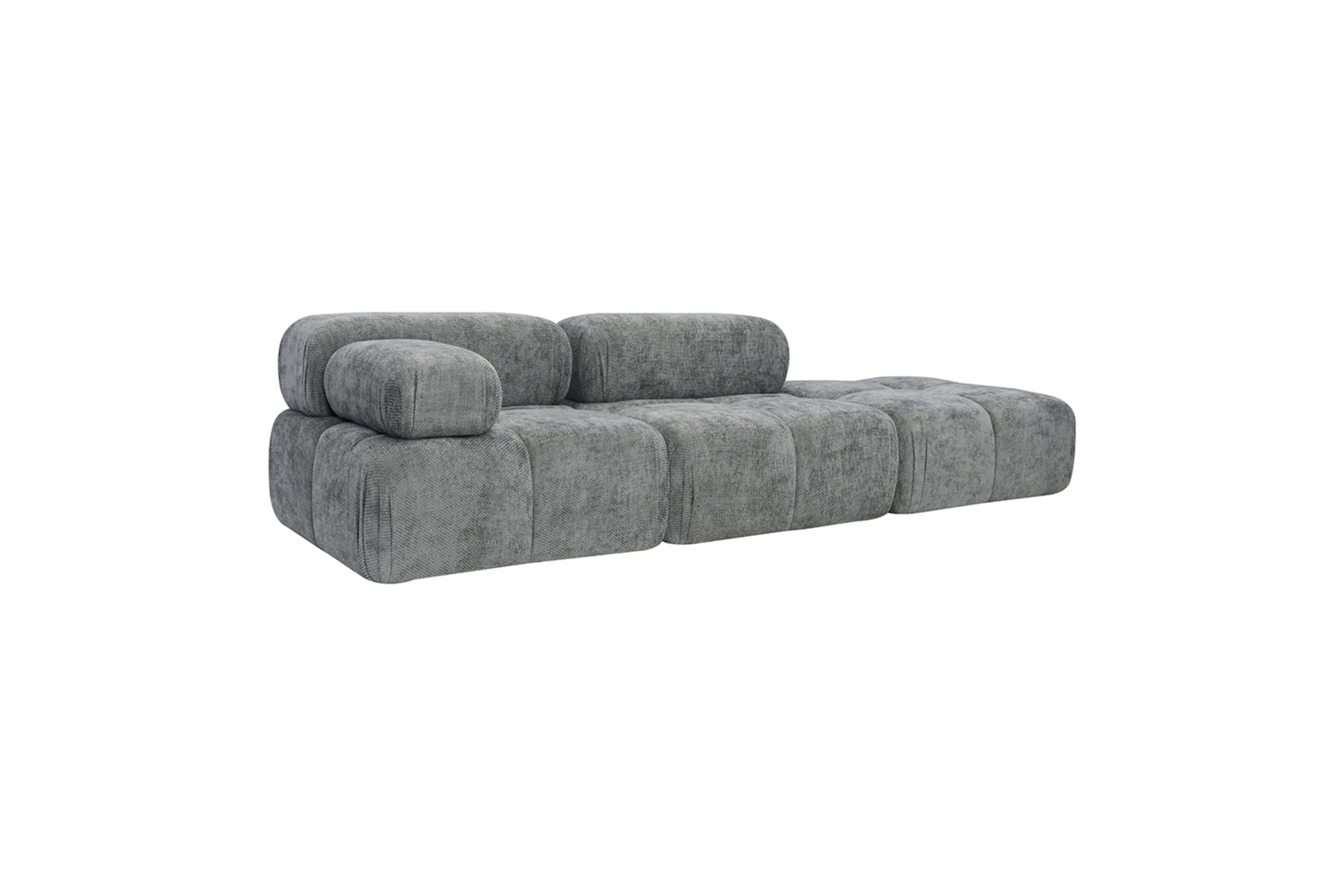Nina – Canapé Modulable 3 Places avec Accoudoir Gauche, Assise Centrale et Pouf