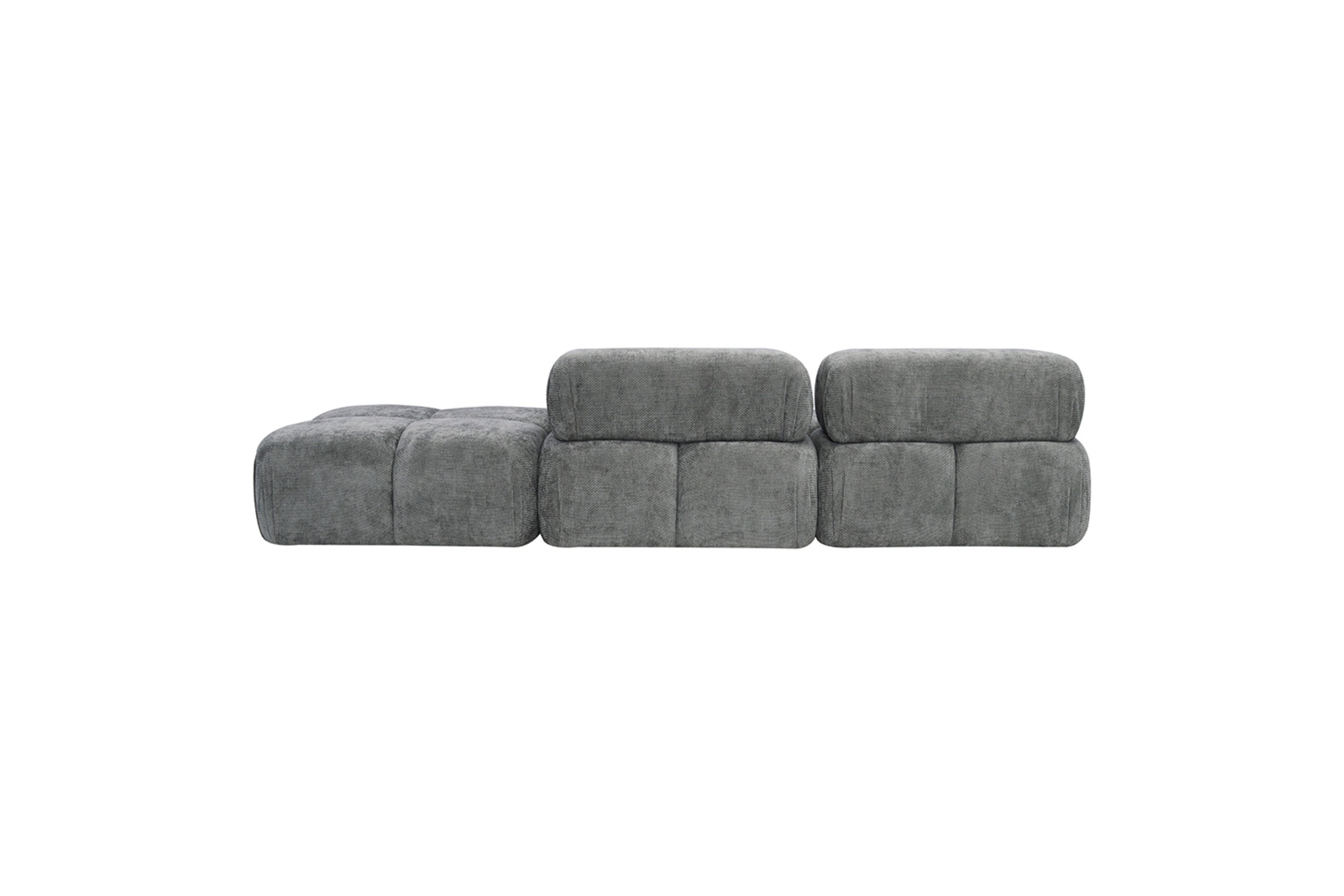 Nina – Canapé Modulable 3 Places avec Accoudoir Gauche, Assise Centrale et Pouf