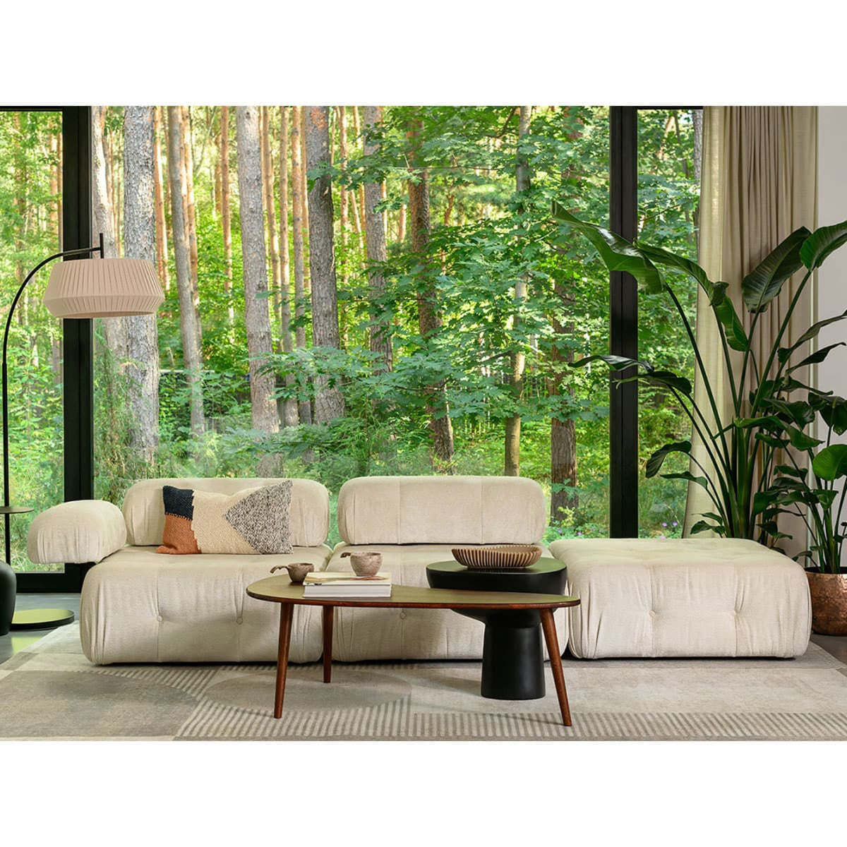 Navi – Canapé Modulable avec Accoudoir Gauche, Assise Centrale et Pouf