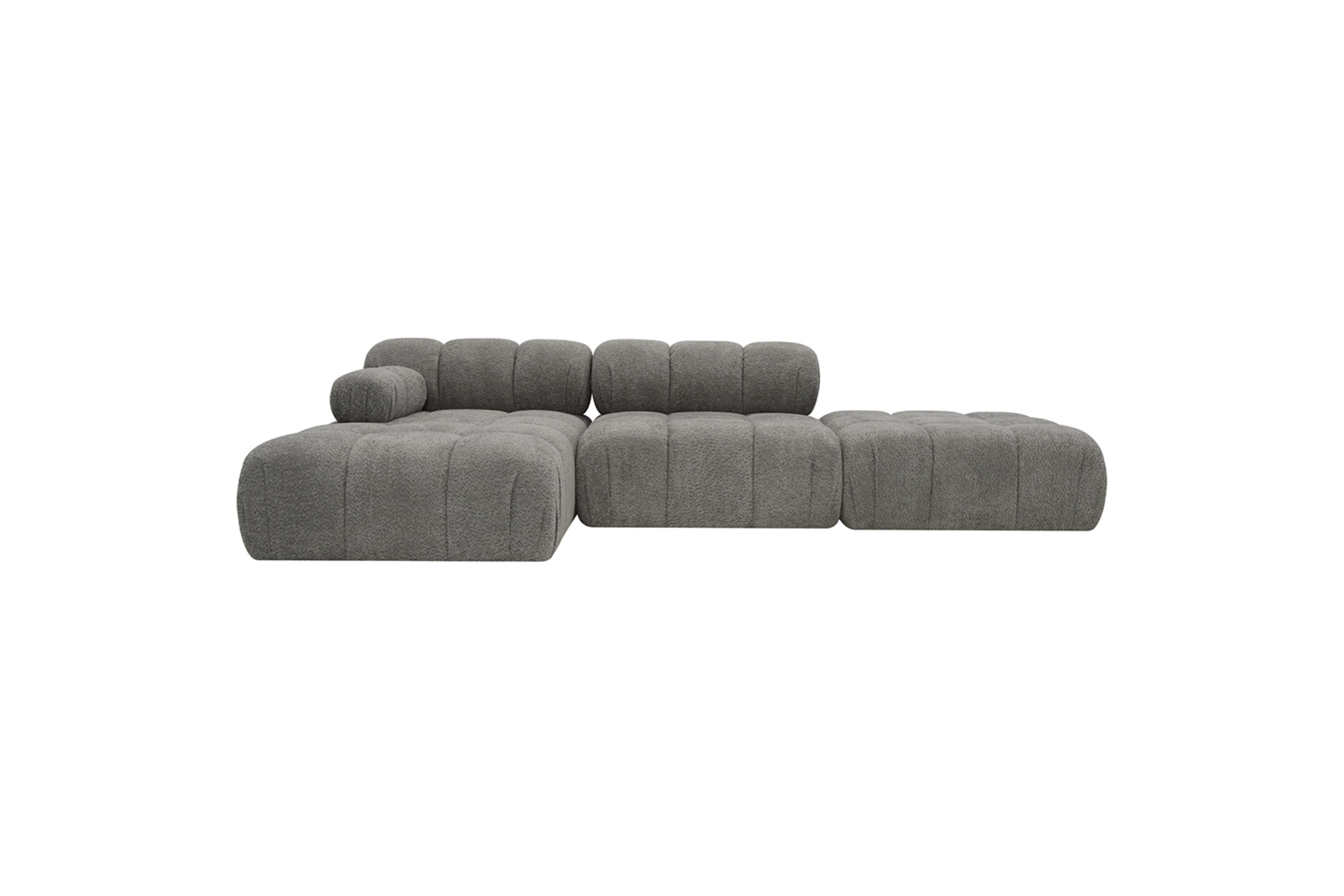 Téa – Canapé Modulable avec Méridienne Gauche, Module Central et Pouf