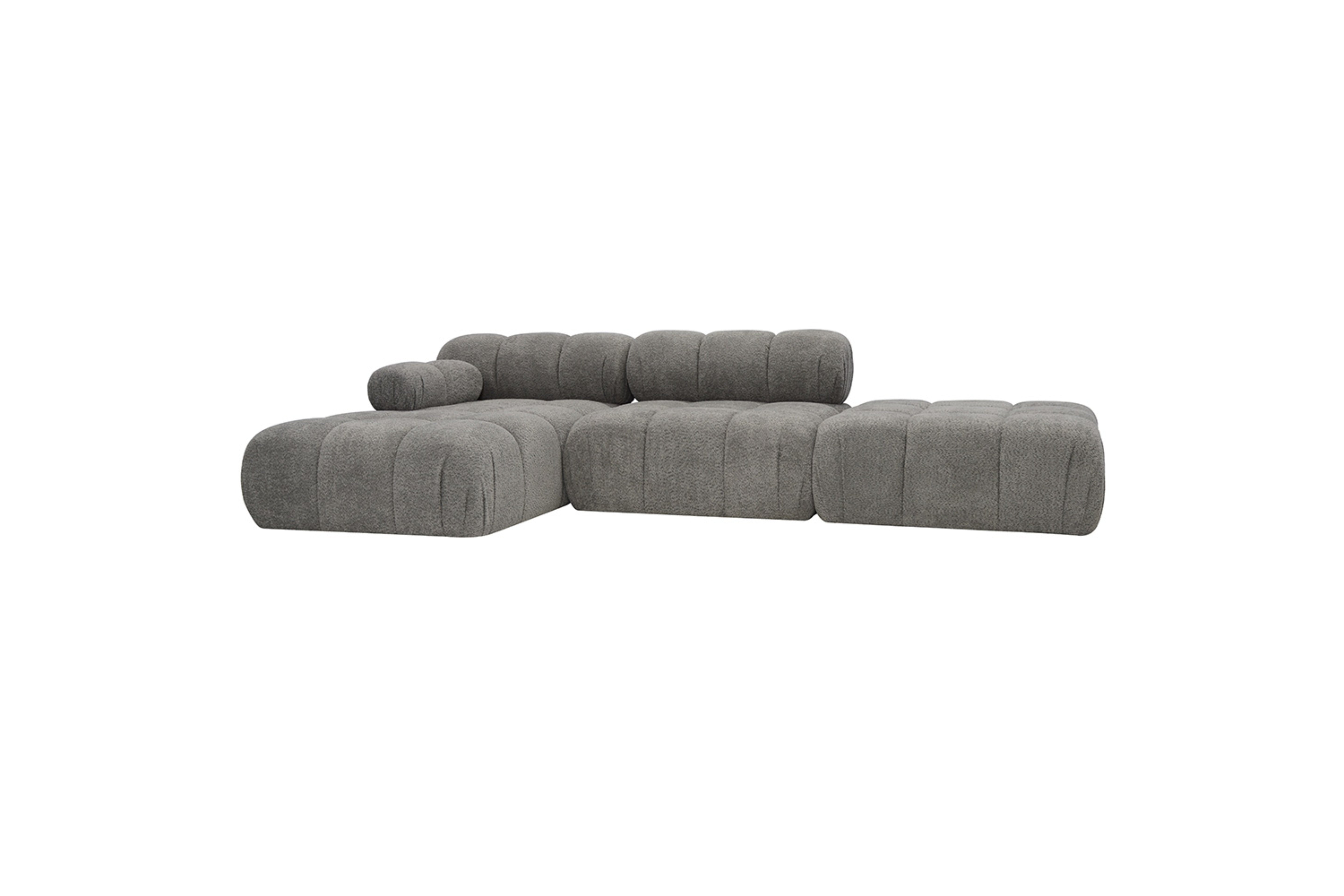 Téa – Canapé Modulable avec Méridienne Gauche, Module Central et Pouf