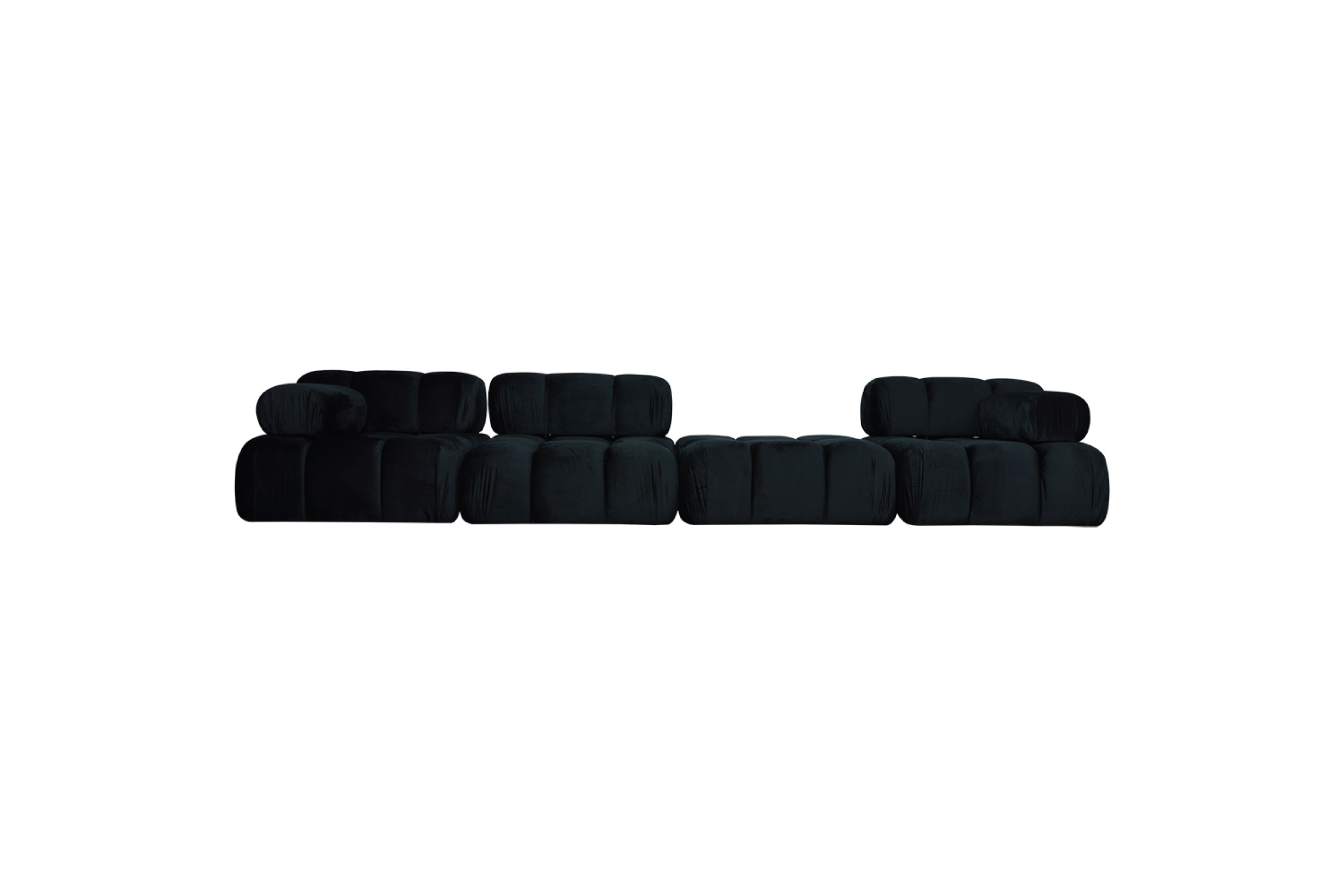 Elya – Grand Canapé Modulable 4 Places avec Accoudoirs et Pouf Intégré