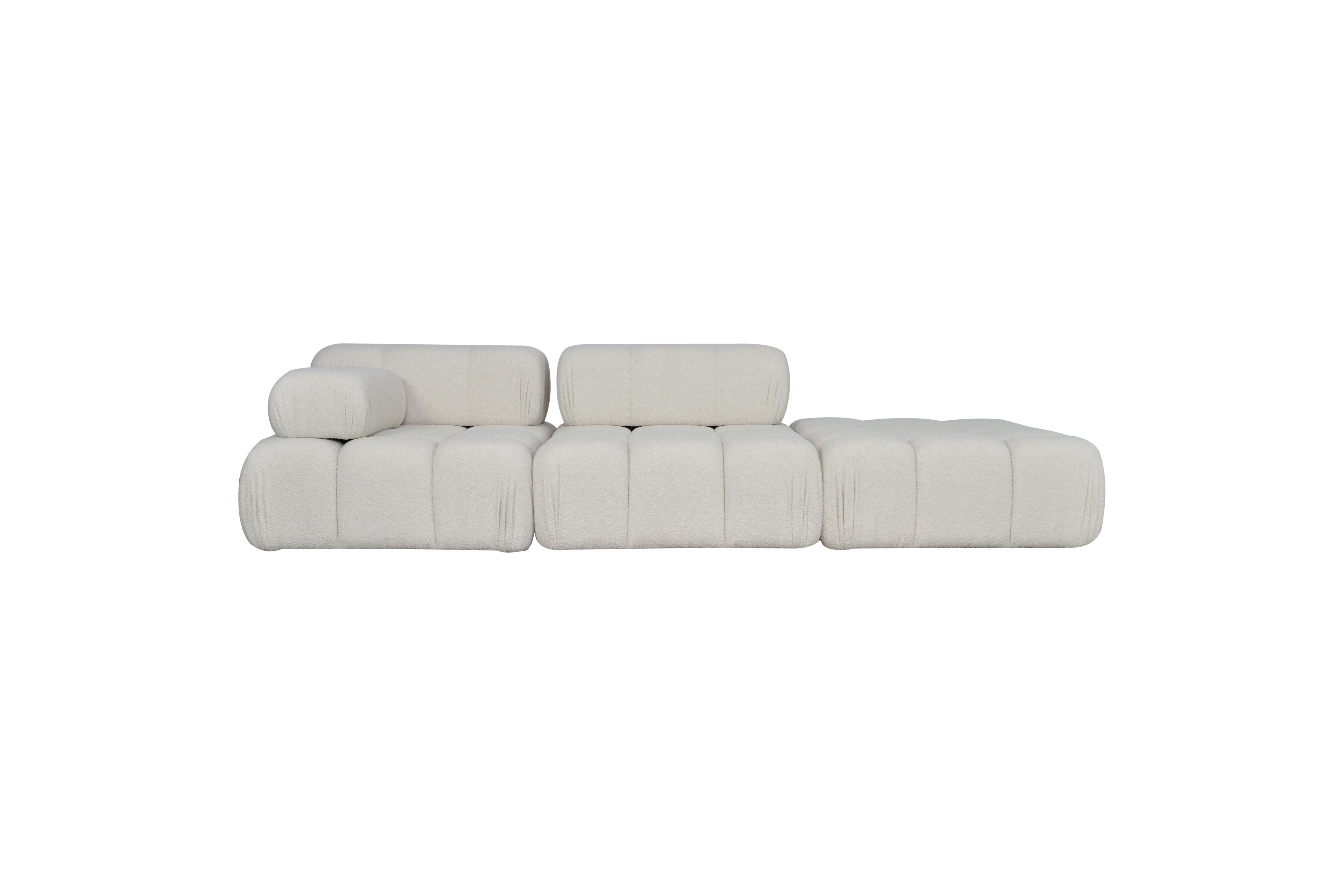 Elya – Canapé Modulable avec Accoudoir Gauche, Assise Centrale et Pouf