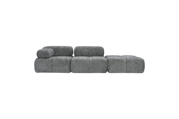 Nina – Canapé Modulable 3 Places avec Accoudoir Gauche, Assise Centrale et Pouf