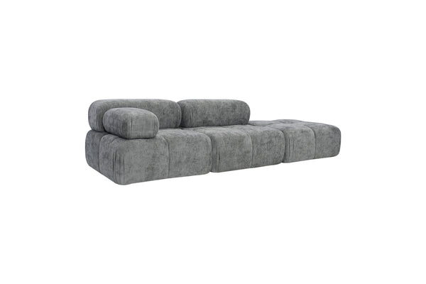 Nina – Canapé Modulable 3 Places avec Accoudoir Gauche, Assise Centrale et Pouf