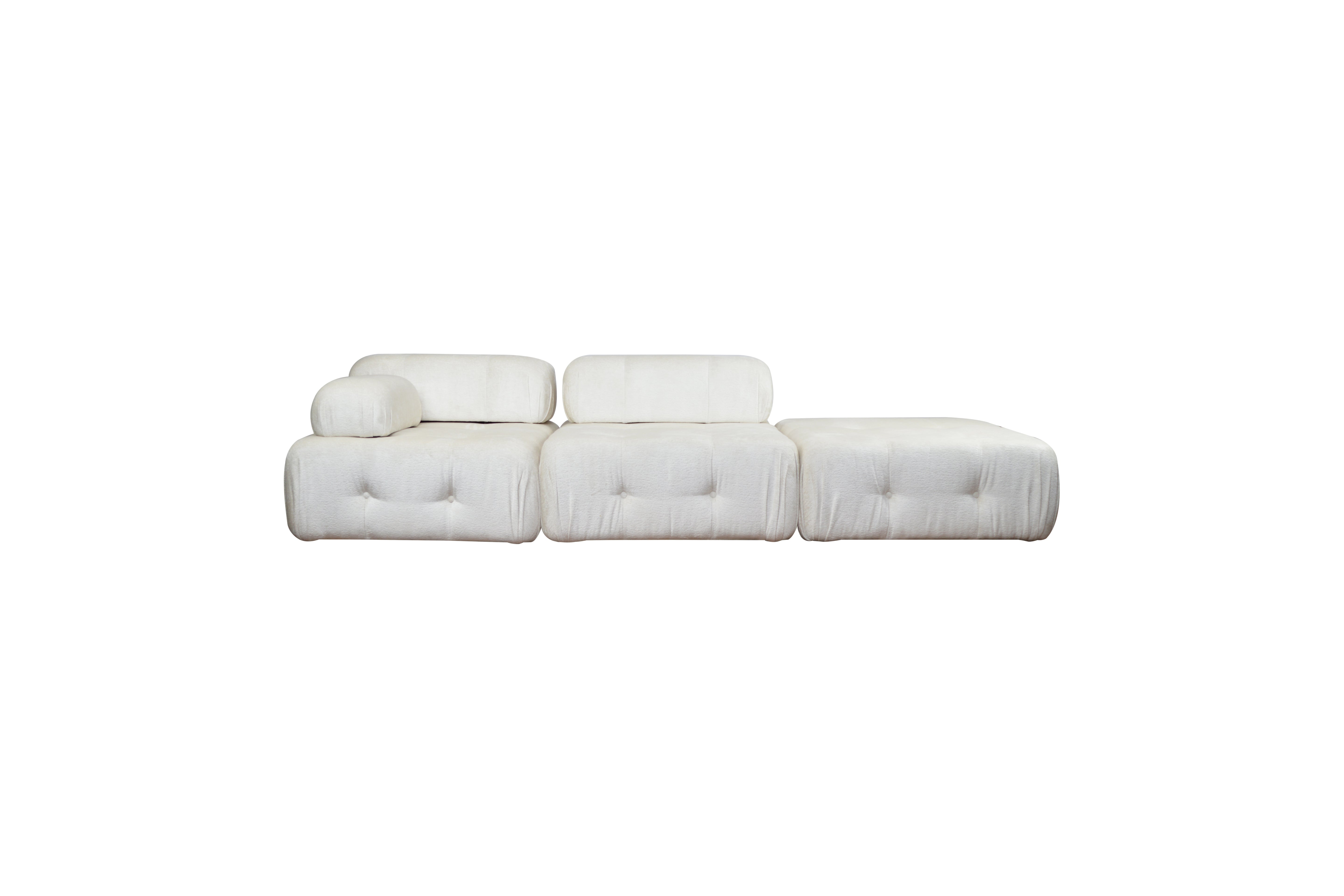 Navi – Canapé Modulable avec Accoudoir Gauche, Assise Centrale et Pouf